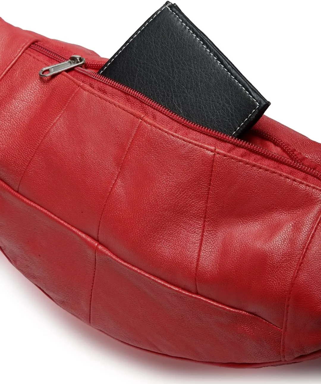 Liberty Leather Large Fanny Pack Crossbody Bags for Women Waist Bum Hip Bag for Women Large Belt Bag Cute Fanny Pack for Teen Girls Red