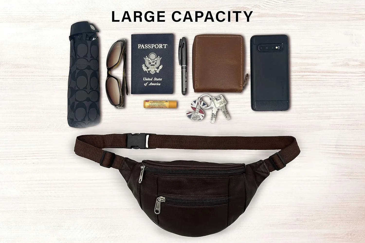 Liberty Leather Large Fanny Pack Crossbody Bags for Women Waist Bum Hip Bag for Women Large Belt Bag Cute Fanny Pack for Teen Girls