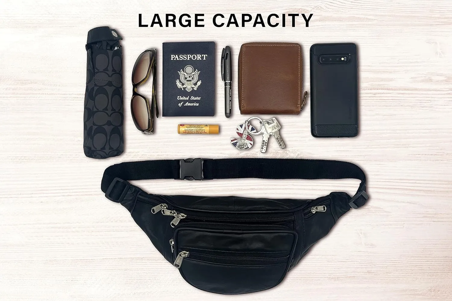 Liberty Leather Large Fanny Pack Crossbody Bags for Women Waist Bum Hip Bag for Women Large Belt Bag Cute Fanny Pack for Teen Girls