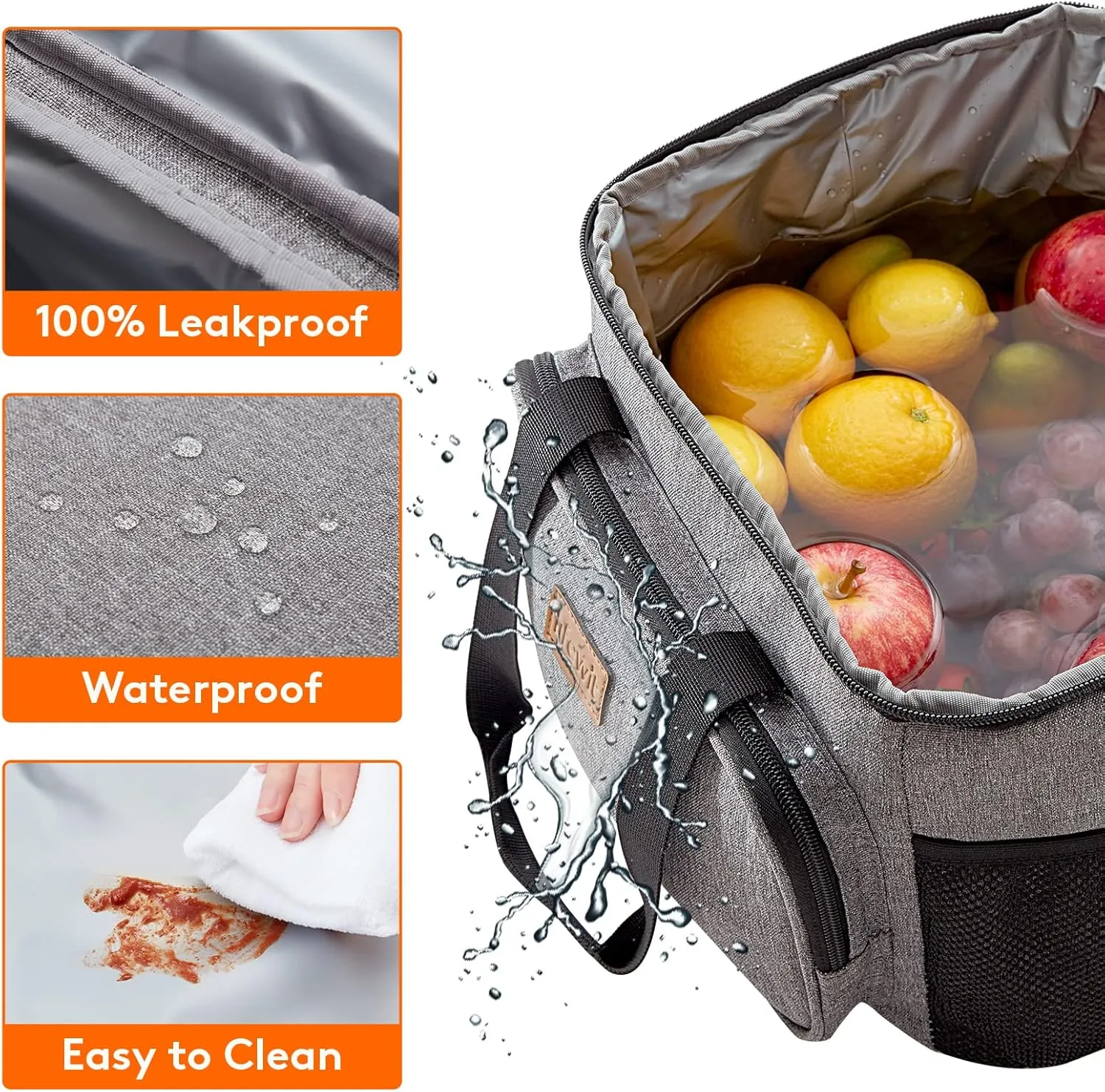 Lifewit Large Lunch Bag Insulated Lunch Box Soft Cooler Cooling Tote for Adult Men Women, Gray 24-Can (15L)