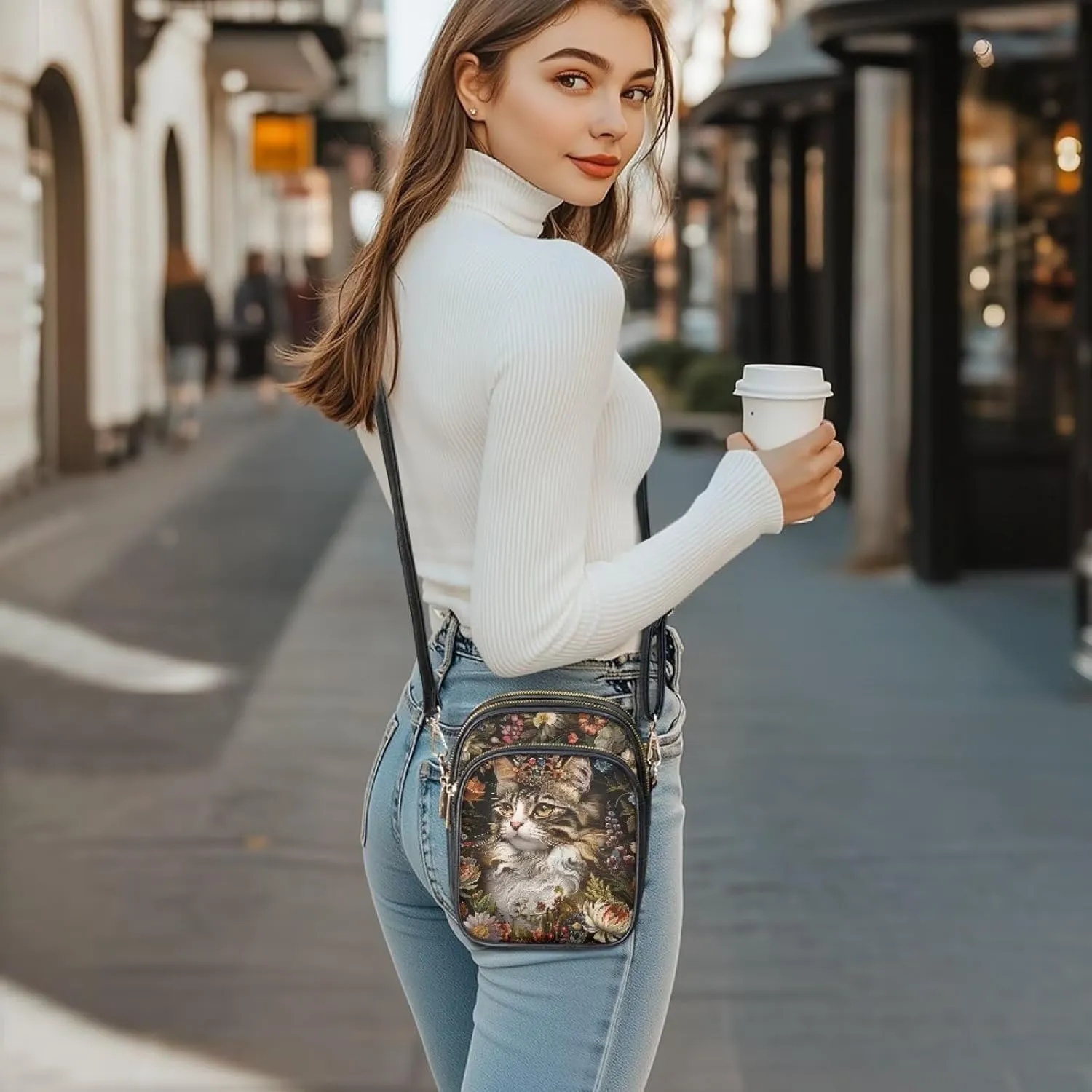 Lightweight Crossbody Bag with Adjustable Strapfor Women Ladies with Three Compartment