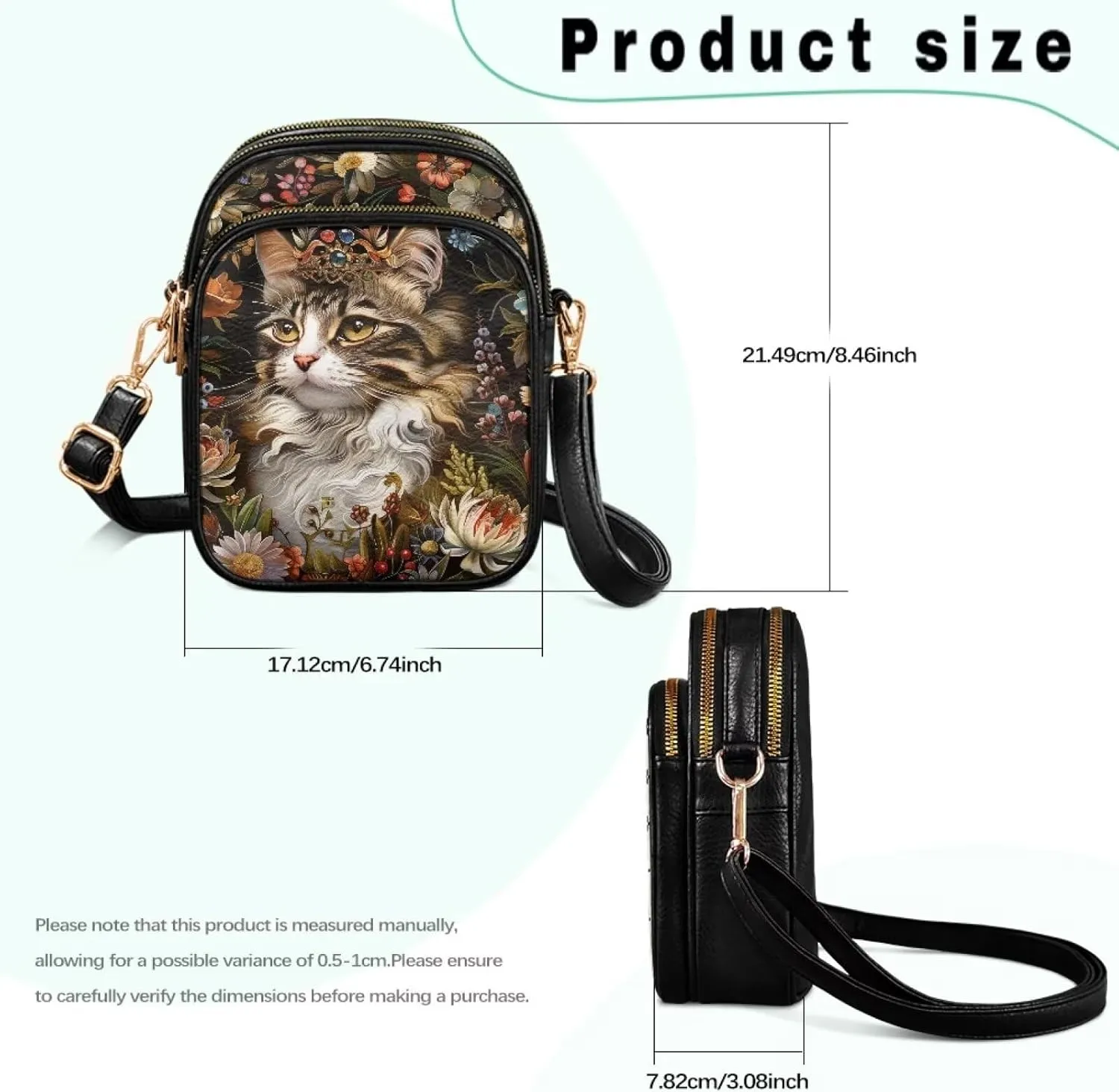 Lightweight Crossbody Bag with Adjustable Strapfor Women Ladies with Three Compartment