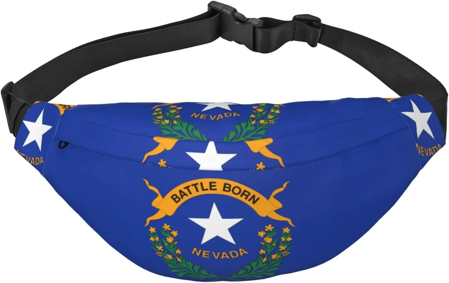 Lightweight Fanny Pack for Running Hiking, Nevada State Flag Print Big Waist Pack Sling Bag for Workout Travel