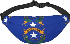 Lightweight Fanny Pack for Running Hiking, Nevada State Flag Print Big Waist Pack Sling Bag for Workout Travel