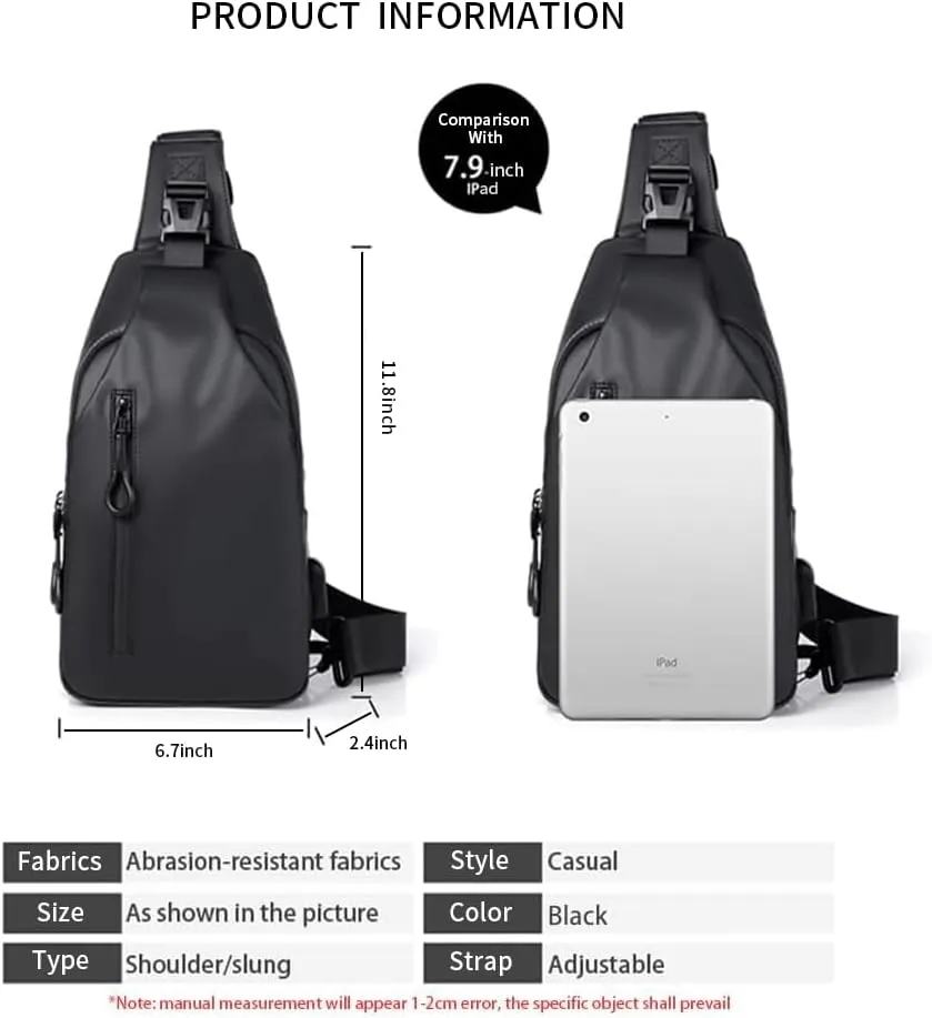 Lightweight Sling Bag Waterproof Crossbody Sling Backpack Small Chest Shoulder Backpack for Men Women(black)
