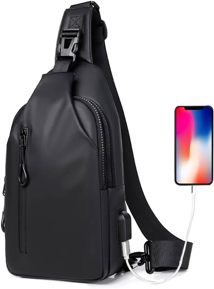 Lightweight Sling Bag Waterproof Crossbody Sling Backpack Small Chest Shoulder Backpack for Men Women(black)