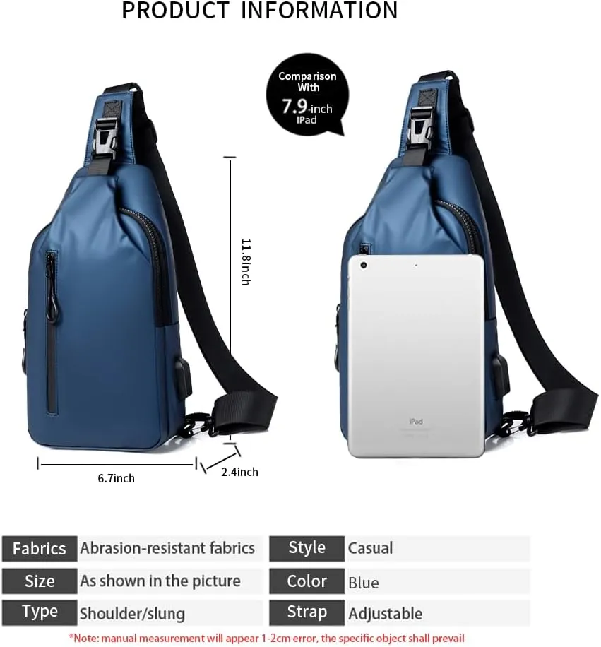 Lightweight Sling Bag Waterproof Crossbody Sling Backpack Small Chest Shoulder Backpack for Men Women(blue)