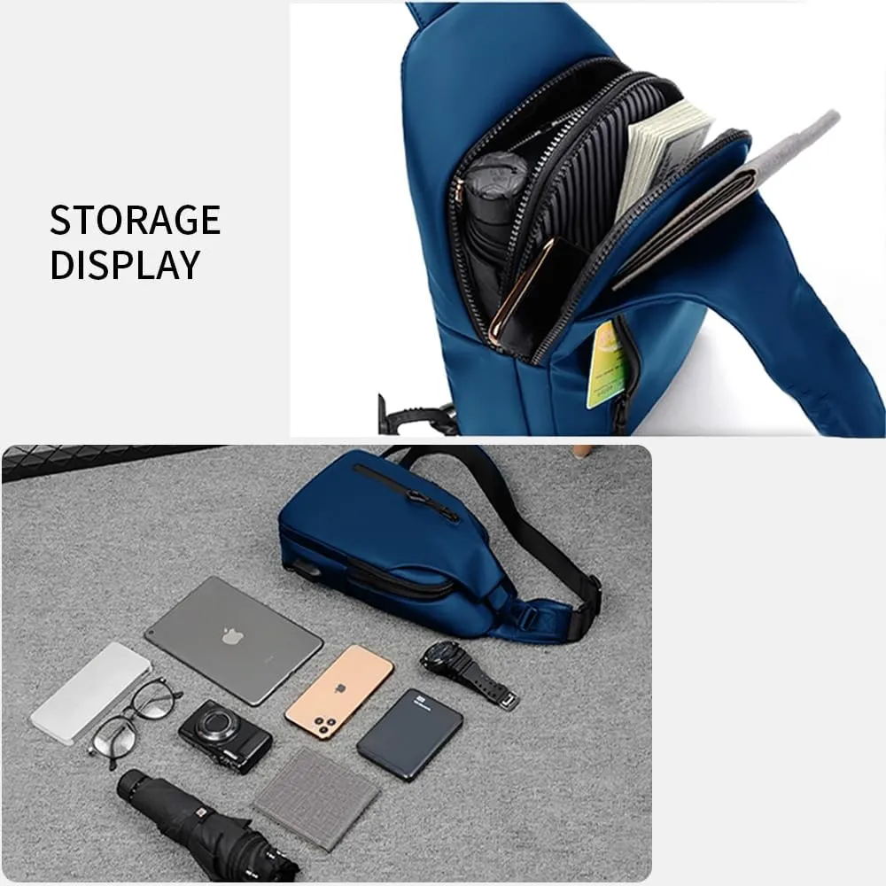 Lightweight Sling Bag Waterproof Crossbody Sling Backpack Small Chest Shoulder Backpack for Men Women(blue)