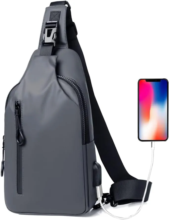 Lightweight Sling Bag Waterproof Crossbody Sling Backpack Small Chest Shoulder Backpack for Men Women(gray)