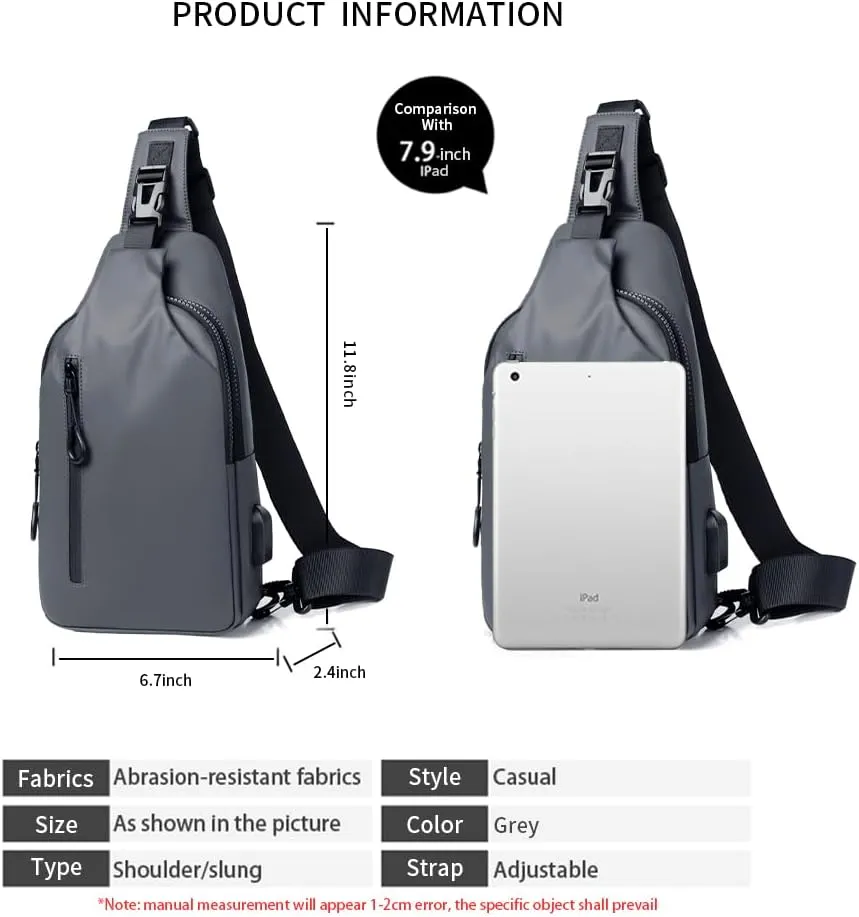 Lightweight Sling Bag Waterproof Crossbody Sling Backpack Small Chest Shoulder Backpack for Men Women(gray)