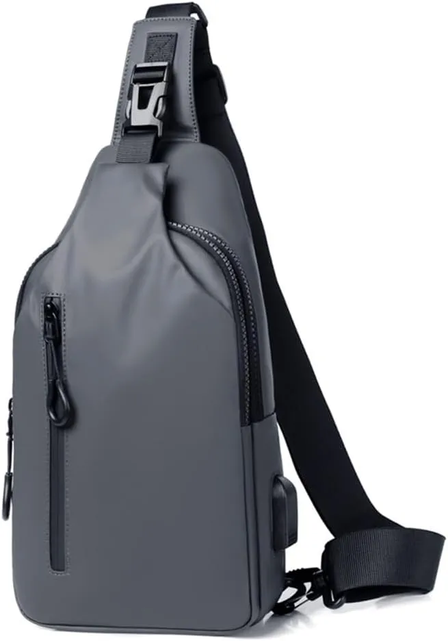 Lightweight Sling Bag Waterproof Crossbody Sling Backpack Small Chest Shoulder Backpack for Men Women(gray)