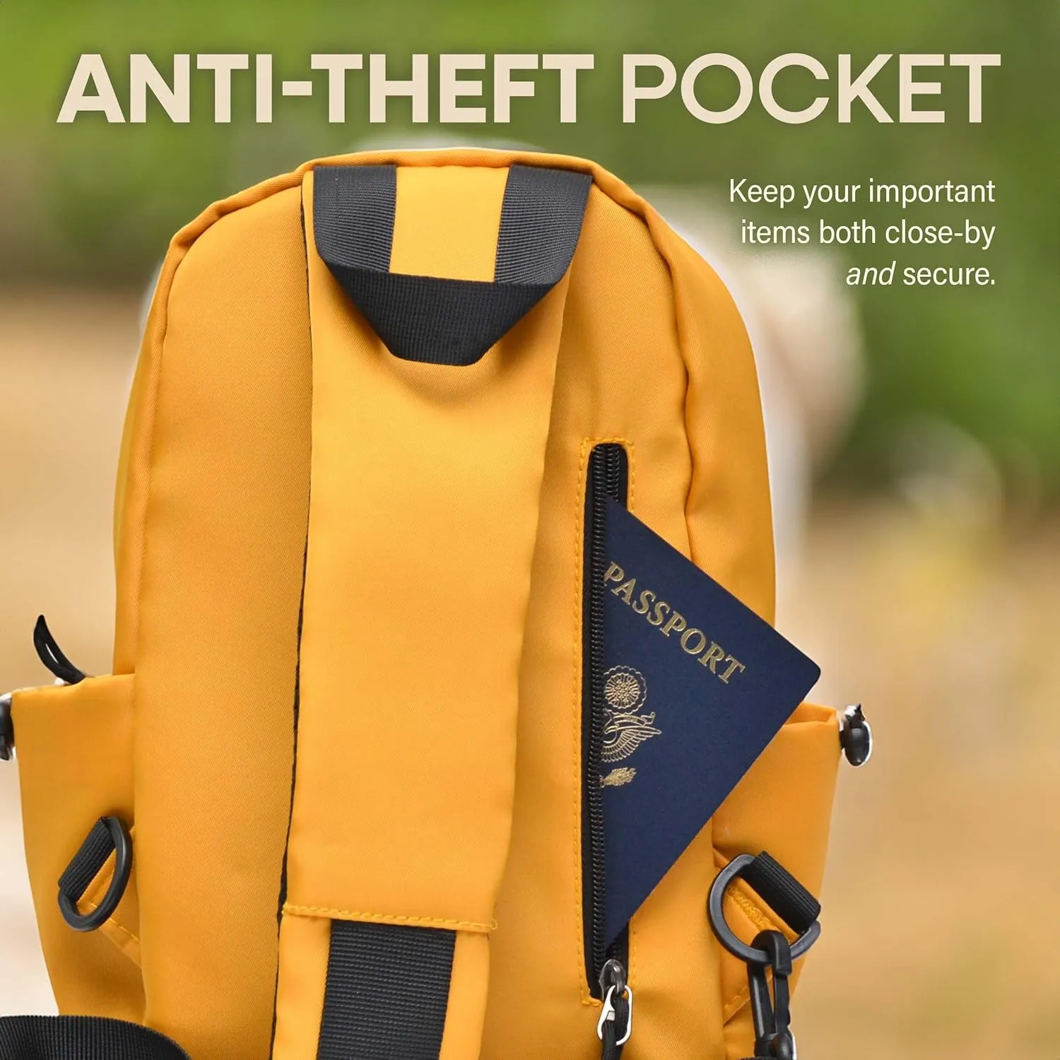 Lightweight Yellow Sling Bag for Men and Women - Anti Theft Womens and Mens Crossbody Bag with Reflective Zipper