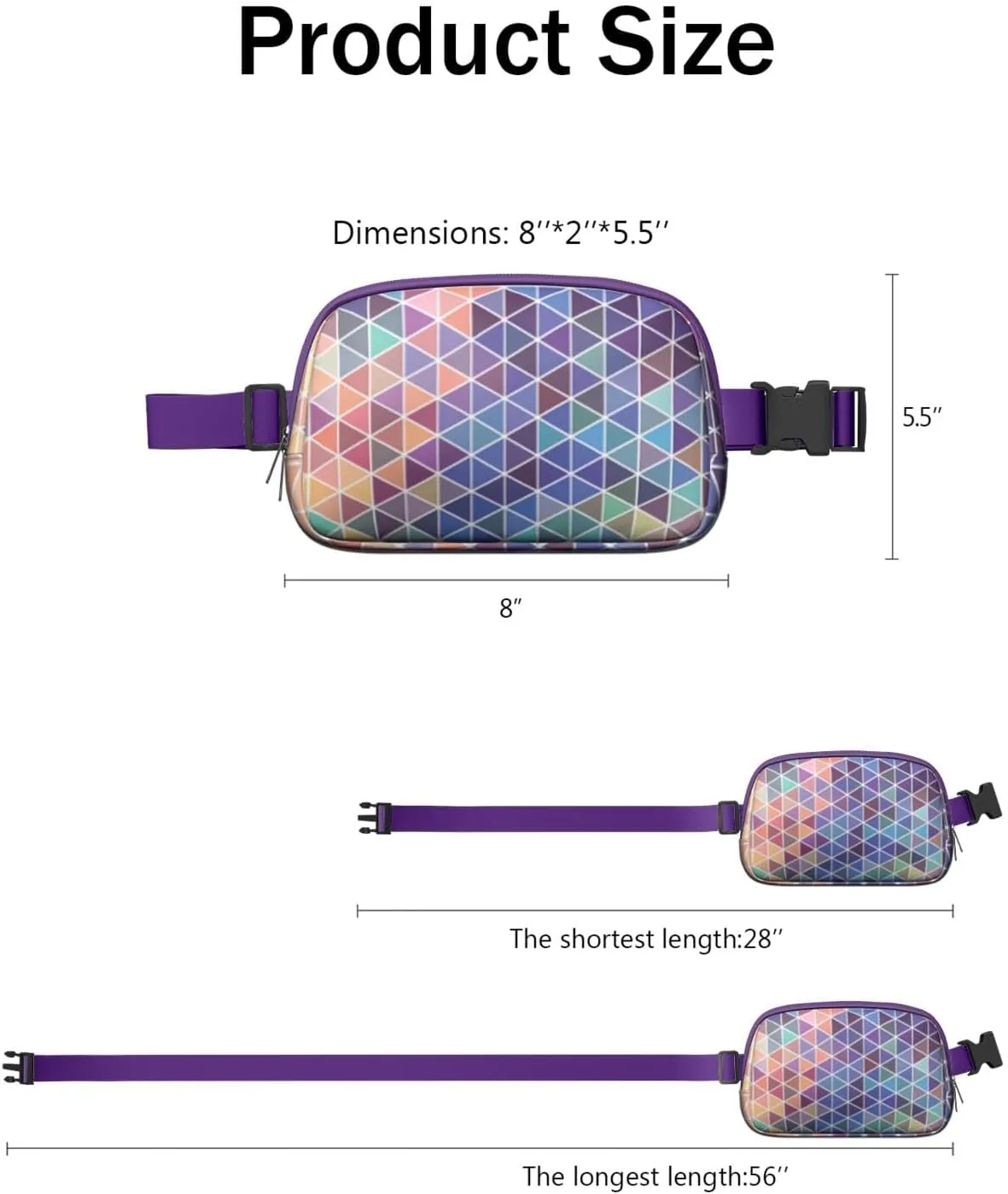 Lightweight Zipper Fanny Pack for Women – Water-Repellent Mini Everywhere Crossbody with Adjustable StrapFashion Pattern Belt Bag for Teen Girls Cute Trendy Stuff Travel Essentials waist bag.