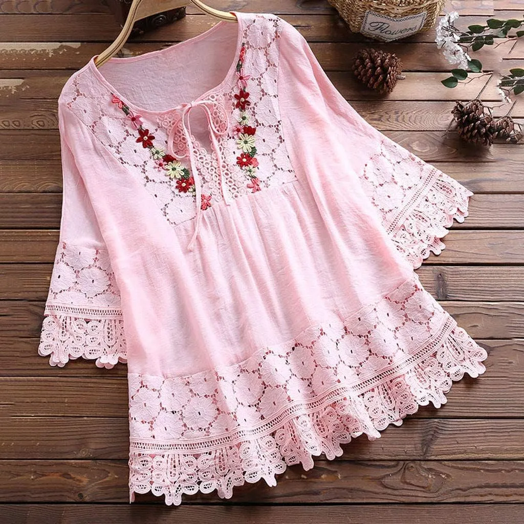Linen Shirts for Women V-Neck Button Up Blouse Lapel Collar Dressy Tee Tops Long Sleeve Loose Fit T Shirts