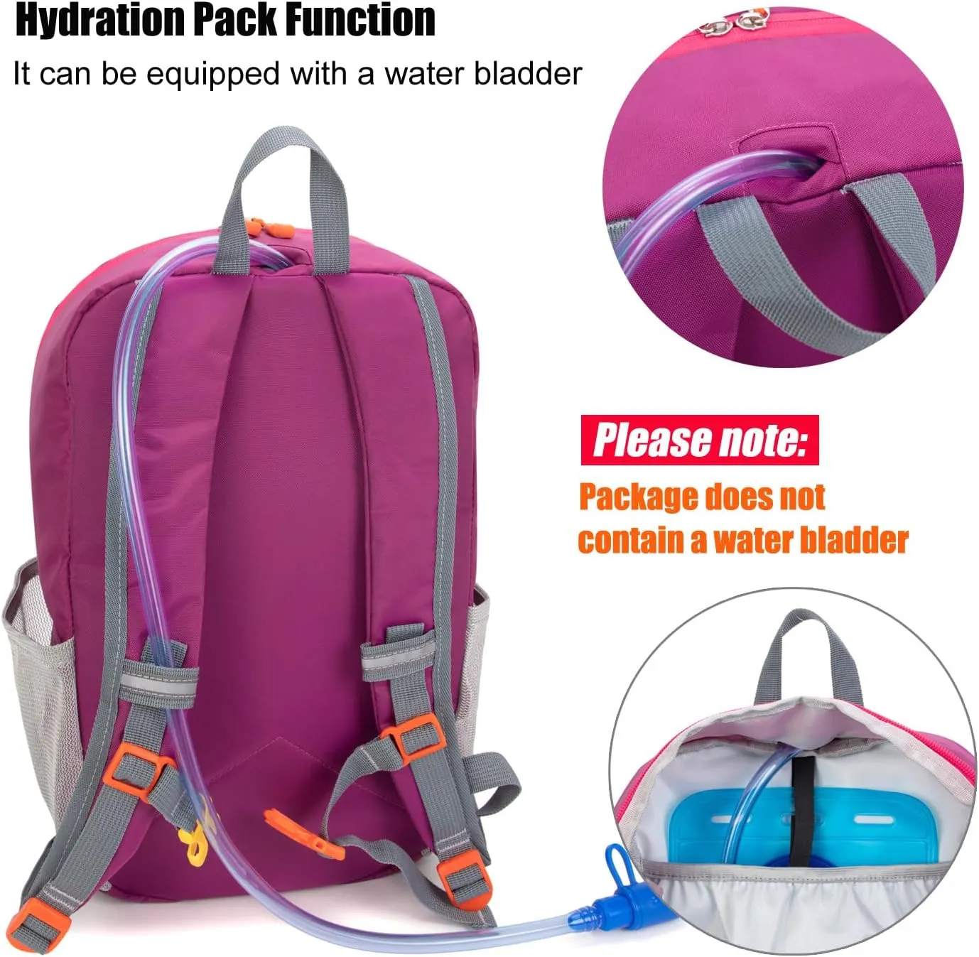 Little Kids Hiking Backpack for Boys or Girls, Small Daypack for Camping or Travel (Purple, Medium)