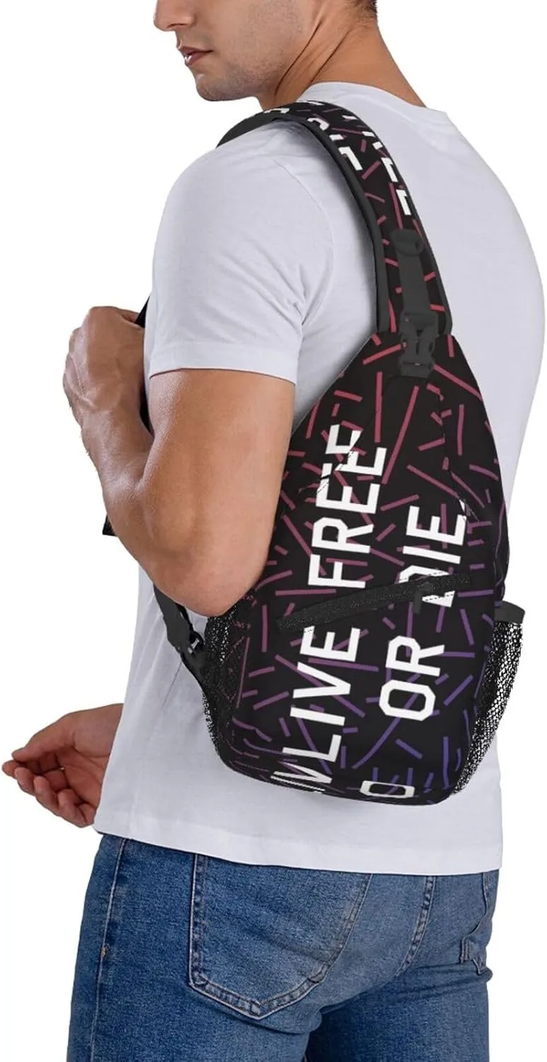 Live Free Or Die Crossbody Backpack For Men Women Sling Shoulder Dachshunds Dog Chest Bag Lightweight One Strap Multipurpose Travel Hiking Daypack
