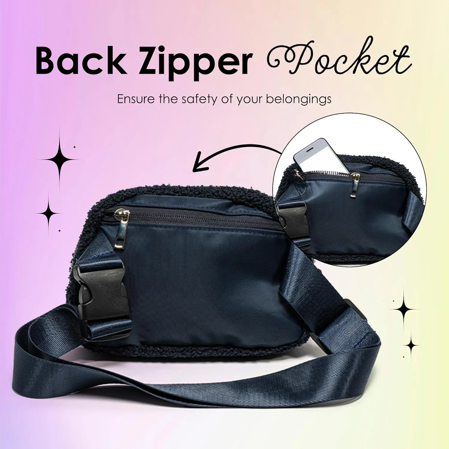 LIVING ROYAL Belt Bag - Fanny Pack, Crossbody Sling - 100% Polyester Microfiber with Adjustable Strap - 2 Interior Mesh Pockets, Key Loop, Back Zip Pocket (Dizzy Daisy)