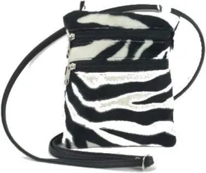 LONI Womens Funky Small Flat Shoulder Bag/Cross-Body Bag Animal Print Velour Bag