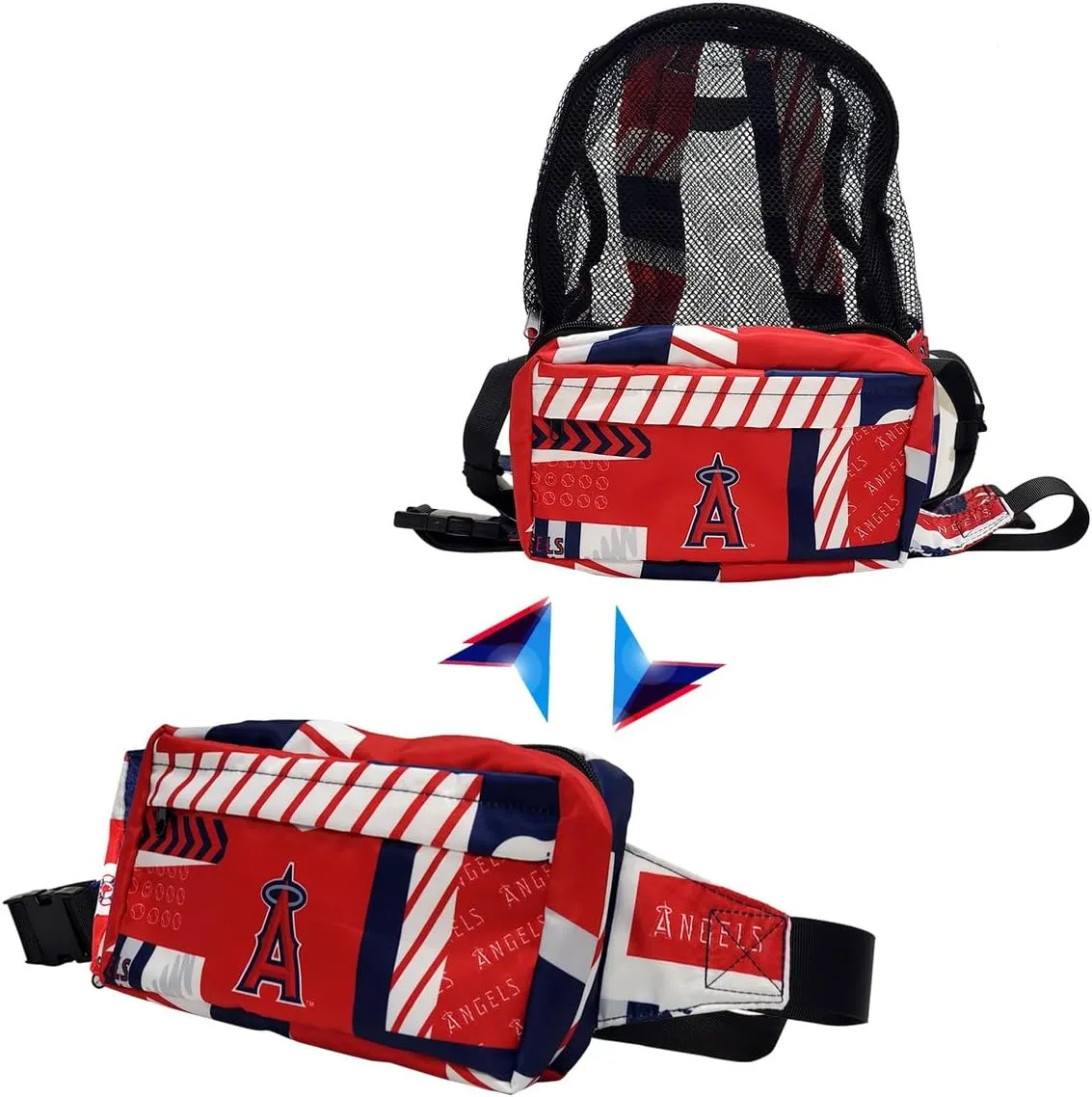 Los Angeles Angels Crossbody Fanny Pack (transformable 2-in-1) Licensed Gift Merch for Angels Fans (Street Series Adult Bags) Convertible, Stylish, Water-resistant Travel Merchandise for Women