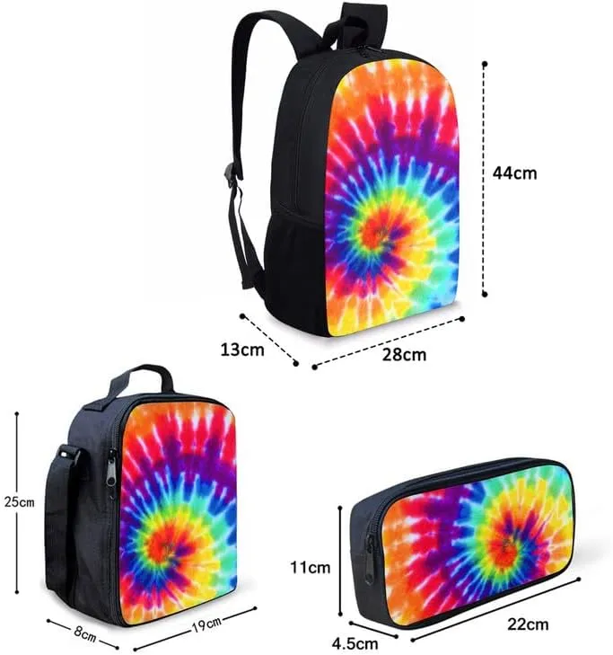 Lotus Sketch Hand Drawing 3 Pcs Backpack Set for Back to Boho Waterlily Art Painting School Bookbag Teen Boys Shoulder School Bags Insulated Lunchbox with Pencil Case