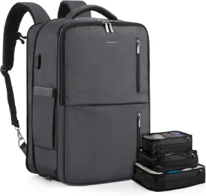 LOVEVOOK 40L Travel Backpack With 3 Packing Cubes Expandable Large Laptop Backpack Women Waterproof Backpack Waterproof Daypack Travel Bag TSA Fit 17inch Laptop Luggage With USB Charging Port