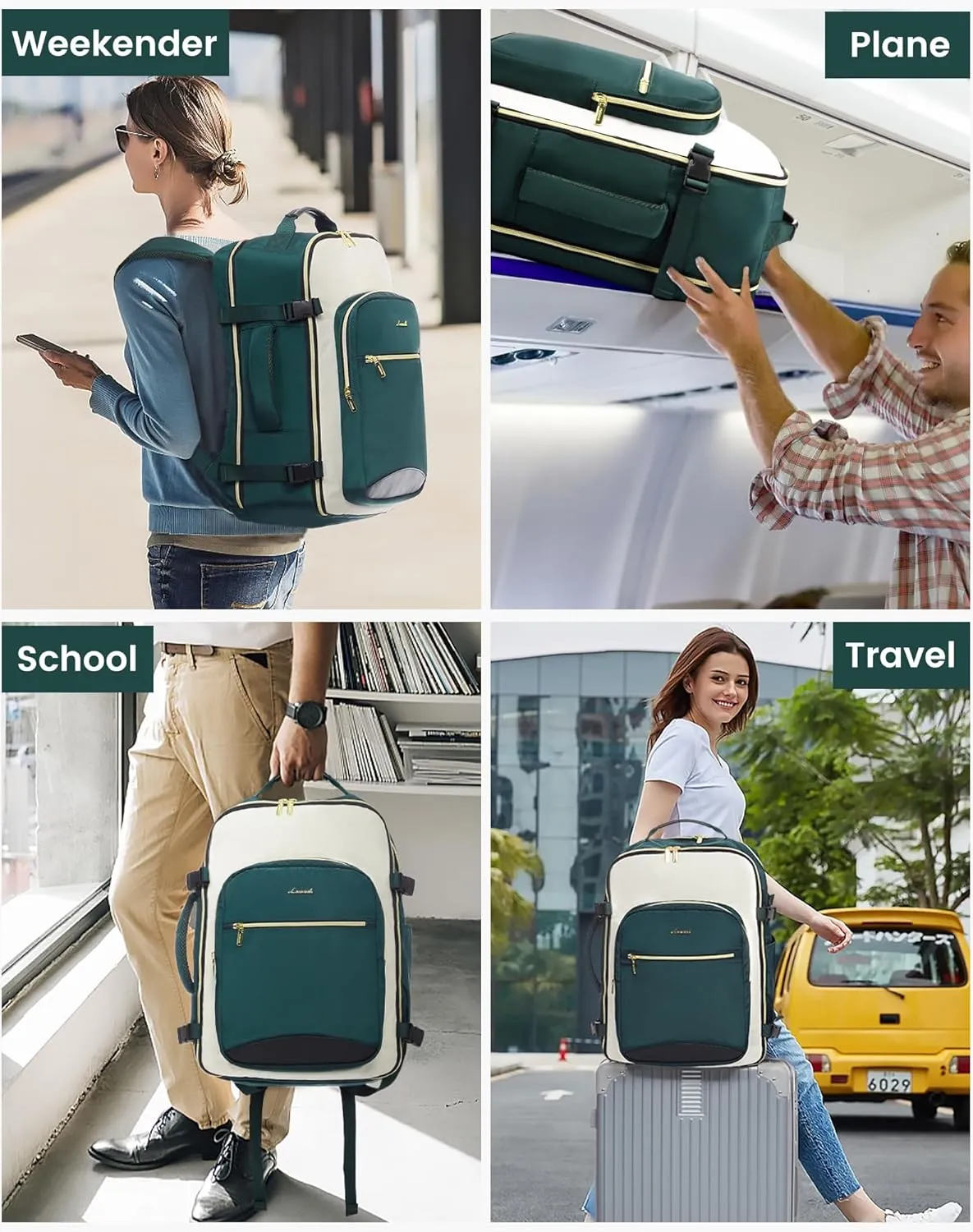 LOVEVOOK 50L Large Travel Backpack for Women & Men, Carry on Backpack Airline Approved, Waterproof Travel Essentials fits 18" Laptop, TSA Personal Item Travel Bag Sports Backpack with 3 Packing Cubes