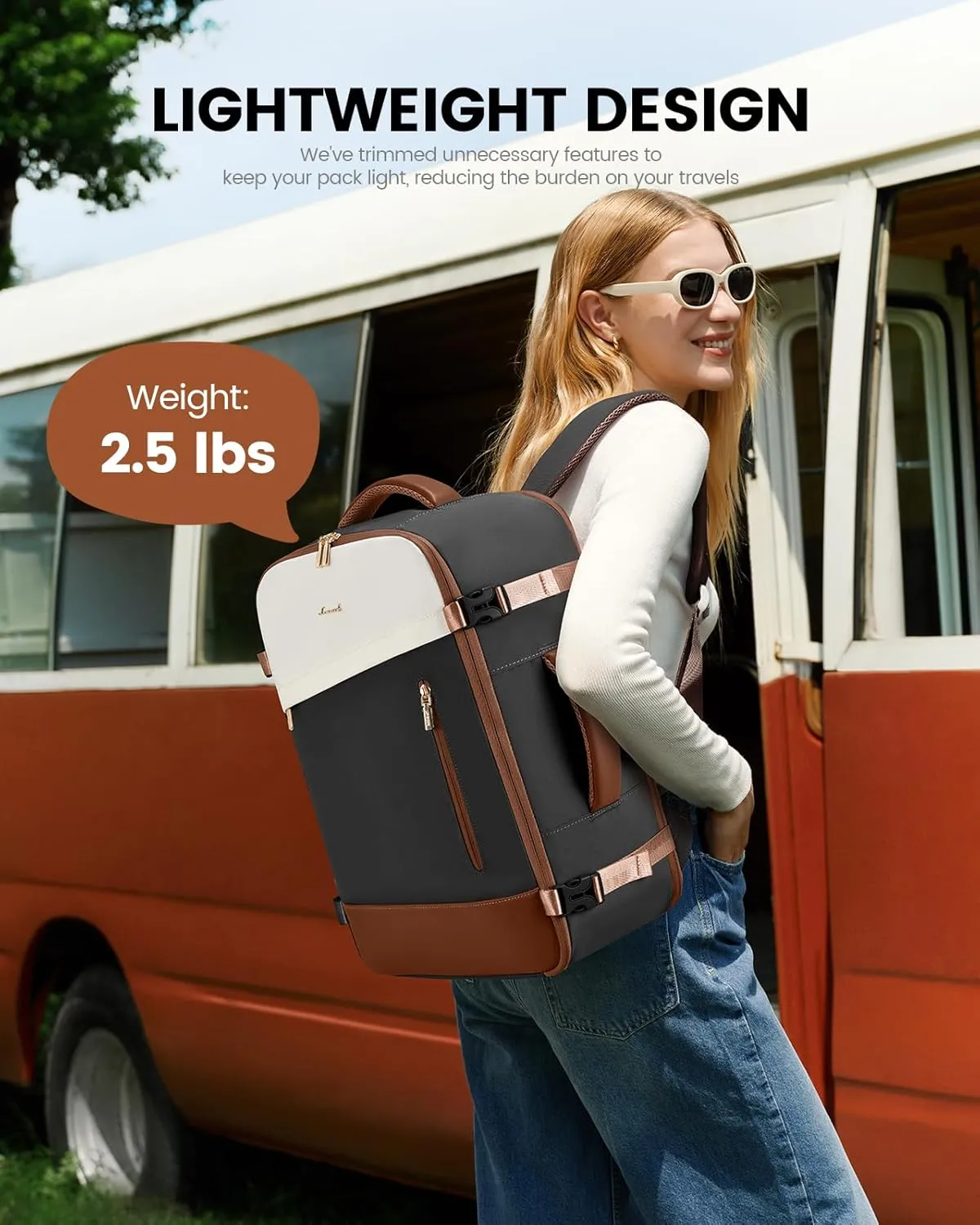 LOVEVOOK Travel Backpack For Women, 40L Carry On Backpack, Flight Approved Personal Item Travel Bag, Large Travel Essentials TSA Approved Luggage Waterproof Weekender Bag Fits 17" Laptop With 3 Cubes