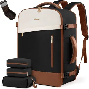 LOVEVOOK Travel Backpack For Women, 40L Carry On Backpack, Flight Approved Personal Item Travel Bag, Large Travel Essentials TSA Approved Luggage Waterproof Weekender Bag Fits 17" Laptop With 3 Cubes