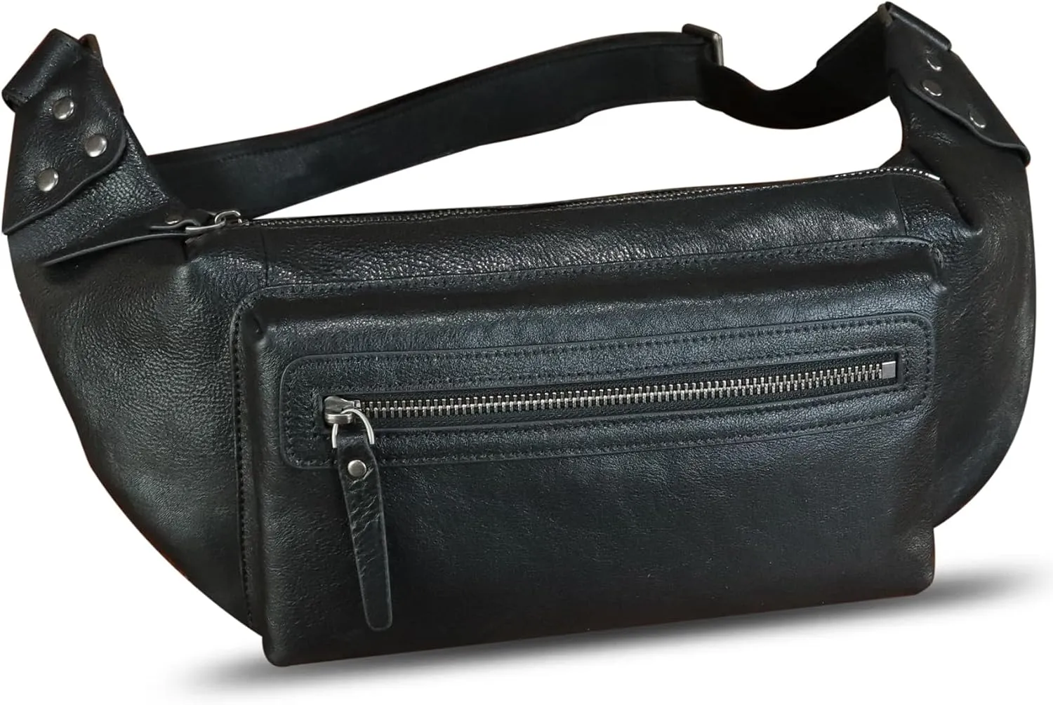 LRTO Genuine Leather Fanny Pack for Men and Women Waist Bag Hip Bag Real Leather Fanny Bag Sling Bag Crossbody Bags Chest Purses (Black), LRTO-15023