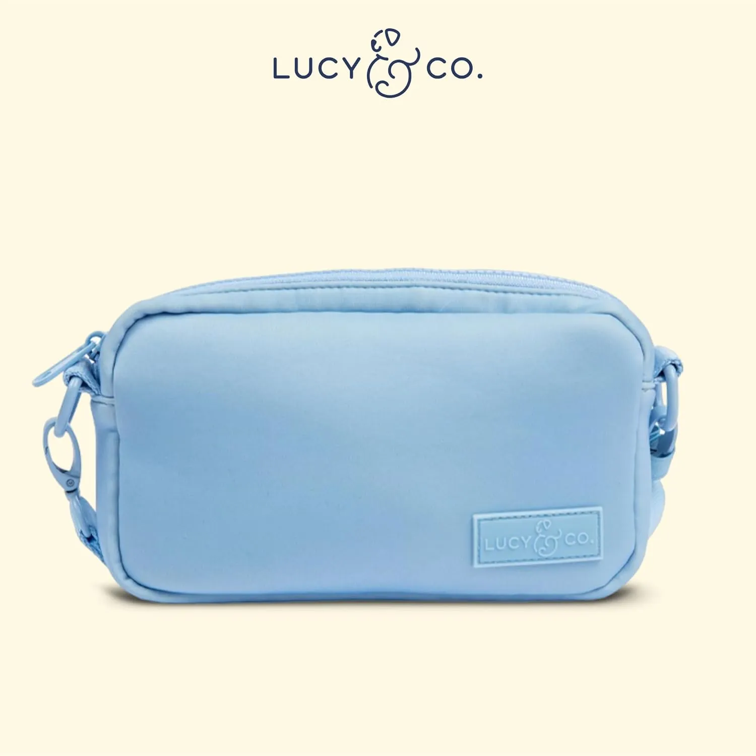 Lucy & Co. Crossbody Treat Bag, Pet Treat Pouch, Fanny Pack, Shoulder Bag, Wear 3 Ways, Hidden Poop Bag Dispenser, Zip Dog Snack Pocket, Phone Pocket, Dog Accessories (Denim Blue)