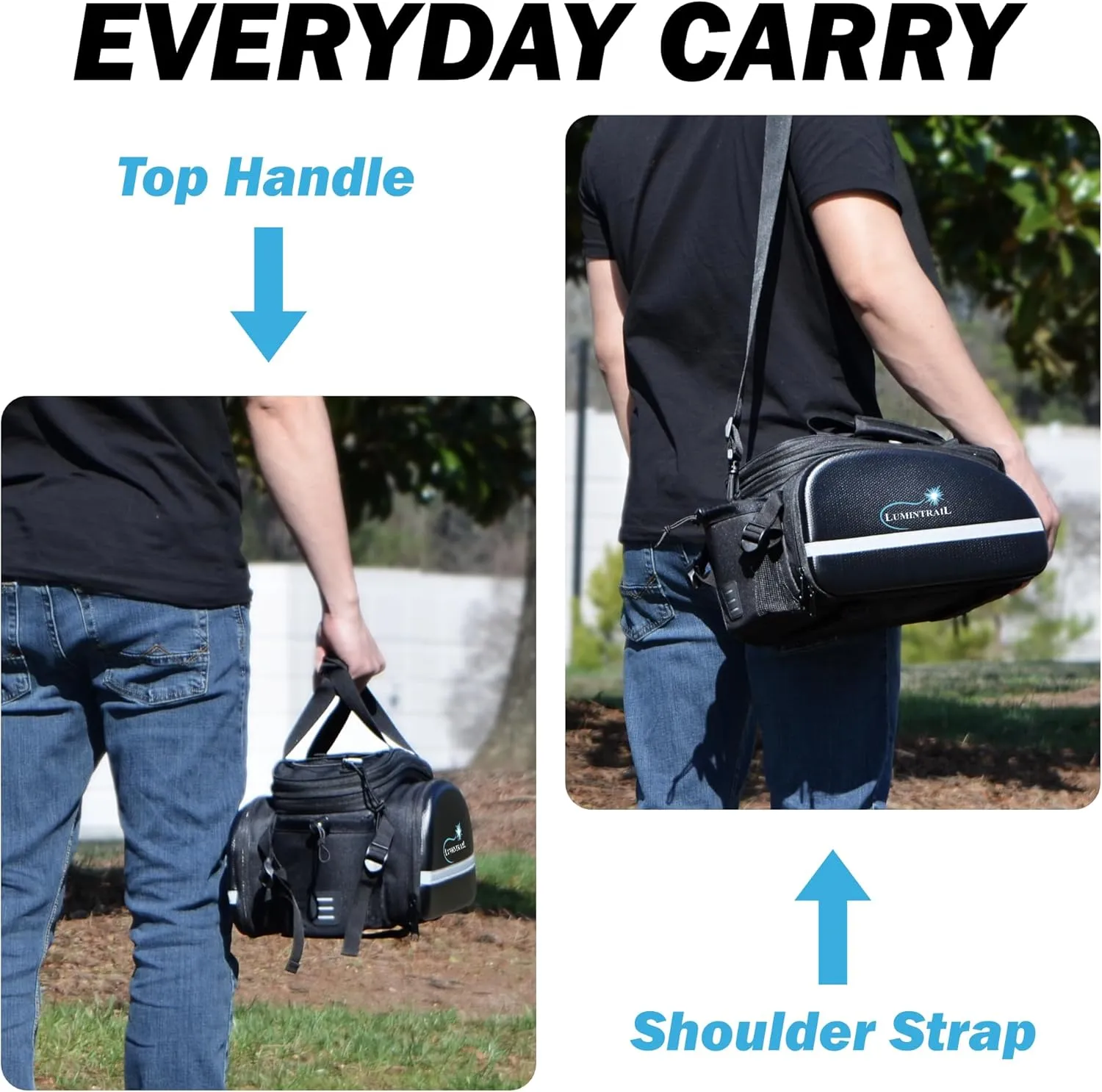 Lumintrail Bike Rear Rack Trunk Bag 34L - Expandable Pannier Bags for Bicycles - Waterproof Rain Cover Included