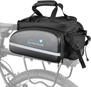 Lumintrail Bike Rear Rack Trunk Bag 34L - Expandable Pannier Bags for Bicycles - Waterproof Rain Cover Included