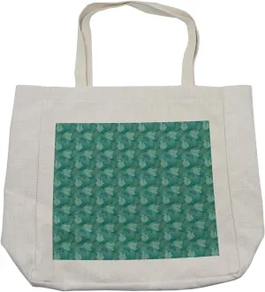 Lunarable Blue Green Shopping Bag, Abstract Hosta Leaves Perennial Gardening Plants Foliage, Eco-Friendly Reusable Bag for Groceries Beach and More, 15.5" X 14.5", Pale Green Army Green