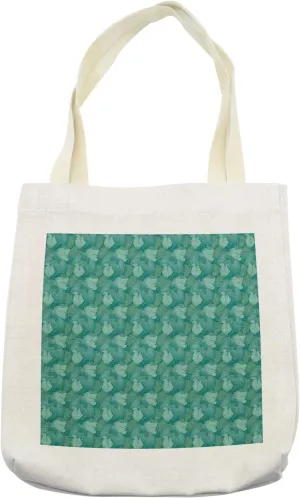Lunarable Blue Green Tote Bag, Abstract Hosta Leaves Perennial Gardening Plants Foliage, Cloth Linen Reusable Bag for Shopping Books Beach and More, 16.5" X 14", Pale Green Army Green