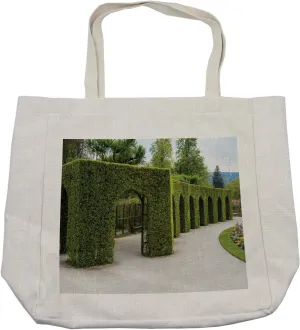 Lunarable Boxwood Hedge Shopping Bag, Park with Shrubs and Lawns Garden Art Landscape Outdoor Design Photo, Eco-Friendly Reusable Bag for Groceries Beach and More, 15.5" X 14.5", Cream