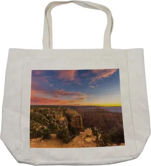 Lunarable Canyon Shopping Bag, Sunrise in Steep Sided Grand Canyon with Sky in Contrast Creation of Nature, Eco-Friendly Reusable Bag for Groceries Beach and More, 15.5" X 14.5", Multicolor
