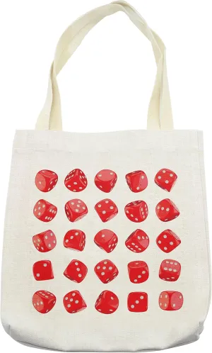 Lunarable Casino Tote Bag, Vivid Dice Chance Risk Fortune Player Vacations Parties Clubs Advertise Artwork, Cloth Linen Reusable Bag for Shopping Books Beach and More, 16.5" X 14", Cream
