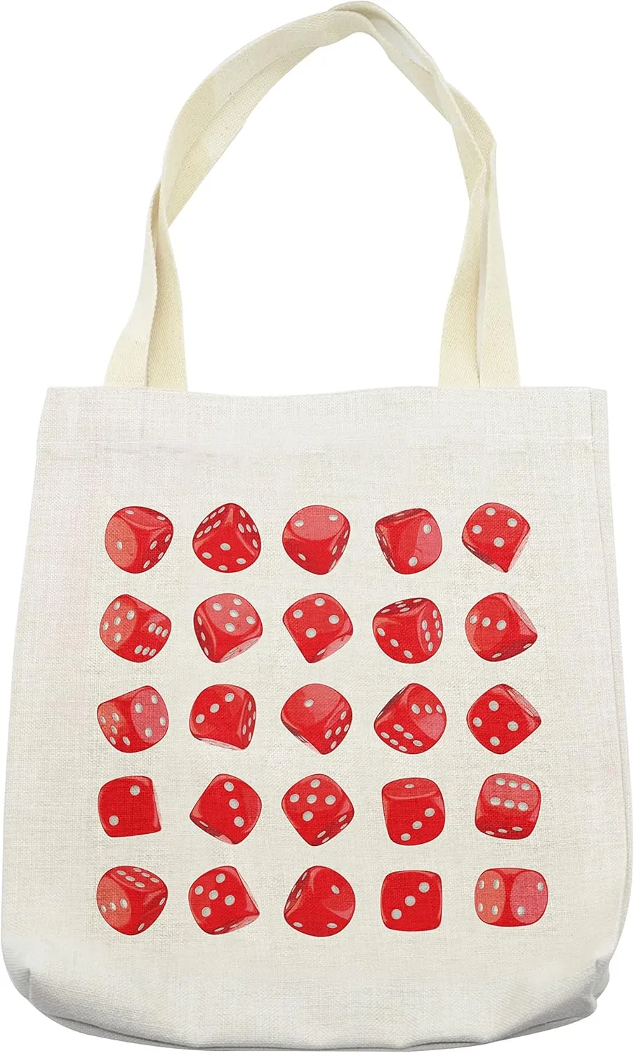 Lunarable Casino Tote Bag, Vivid Dice Chance Risk Fortune Player Vacations Parties Clubs Advertise Artwork, Cloth Linen Reusable Bag for Shopping Books Beach and More, 16.5" X 14", Cream