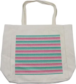 Lunarable Chevron Shopping Bag, Chevron Soft Colored Arrow Shapes Celebration Gathering Enjoyment Theme, Eco-Friendly Reusable Bag for Groceries Beach and More, 15.5" X 14.5", Cream