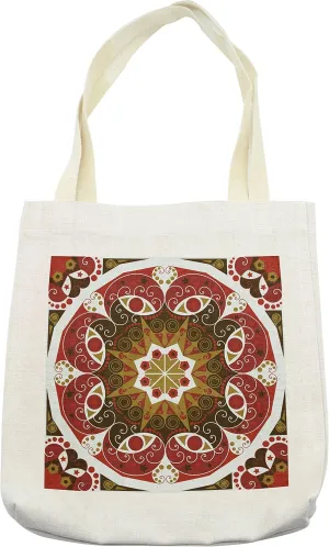 Lunarable Classic Tote Bag, Ornamentation Victorian Style Historic Interior Design Round Shape Art, Cloth Linen Reusable Bag for Shopping Books Beach and More, 16.5" X 14", Cream