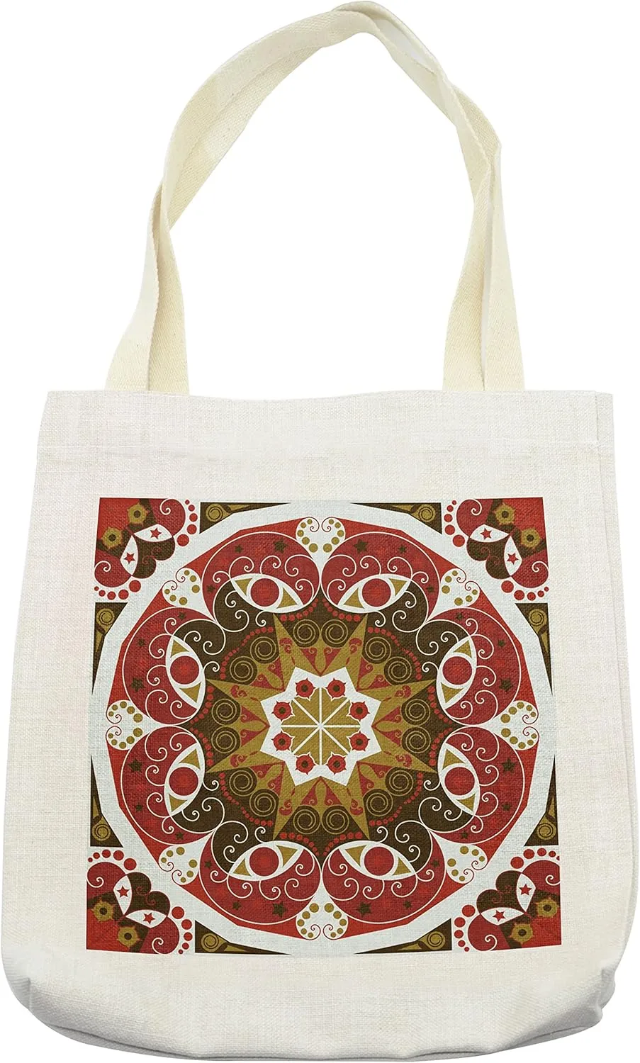 Lunarable Classic Tote Bag, Ornamentation Victorian Style Historic Interior Design Round Shape Art, Cloth Linen Reusable Bag for Shopping Books Beach and More, 16.5" X 14", Cream