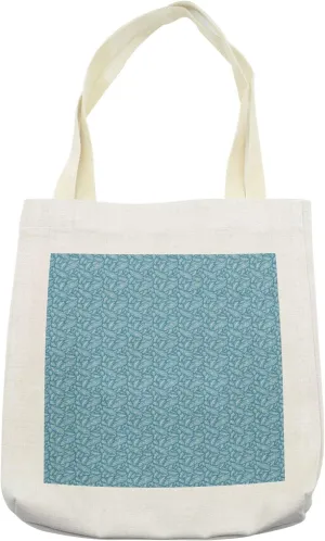 Lunarable Feather Tote Bag, Zentangle Quills on Pale Blue Backdrop Culture Inspirations, Cloth Linen Reusable Bag for Shopping Books Beach and More, 16.5" X 14", Cream
