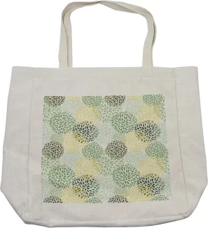 Lunarable Floral Shopping Bag, Modern Floral Ornate Petals Flourish Traditional Springtime Garden Leaves, Eco-Friendly Reusable Bag for Groceries Beach and More, 15.5" X 14.5", Cream