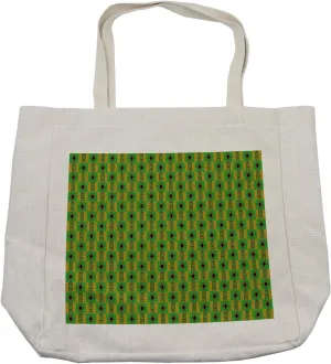 Lunarable Ghana Shopping Bag, Traditional Kente Motif Cultural Country Colors Representative, Eco-Friendly Reusable Bag for Groceries Beach and More, 15.5" X 14.5", Cream