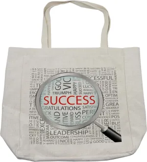 Lunarable Graduation Shopping Bag, Success Themed Illustration with Written Words Modern Digital Drawing Style, Eco-Friendly Reusable Bag for Groceries Beach and More, 15.5" X 14.5", White and Grey