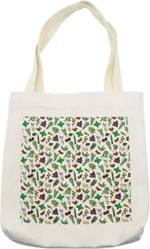 Lunarable Herb Tote Bag, Farmhouse Spices Cooking Ingredients Traditional Eating Vegetarian Diet-Themed Print, Cloth Linen Reusable Bag for Shopping Books Beach and More, 16.5" X 14", Multicolor