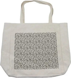 Lunarable Horseshoe Shopping Bag, Irregularly Sized with Polka Dots and Symbolic Curves and West Themed, Eco-Friendly Reusable Bag for Groceries Beach and More, 15.5" X 14.5", Cream