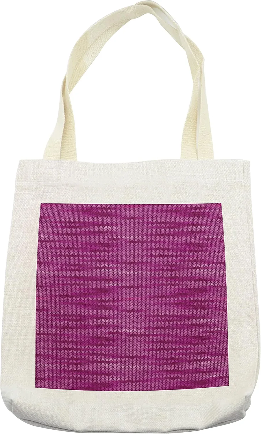 Lunarable Magenta Tote Bag, Gradient Old Aged Knit Pattern Creative Melange Wool Textured Nostalgic Art, Cloth Linen Reusable Bag for Shopping Books Beach and More, 16.5" X 14", Cream