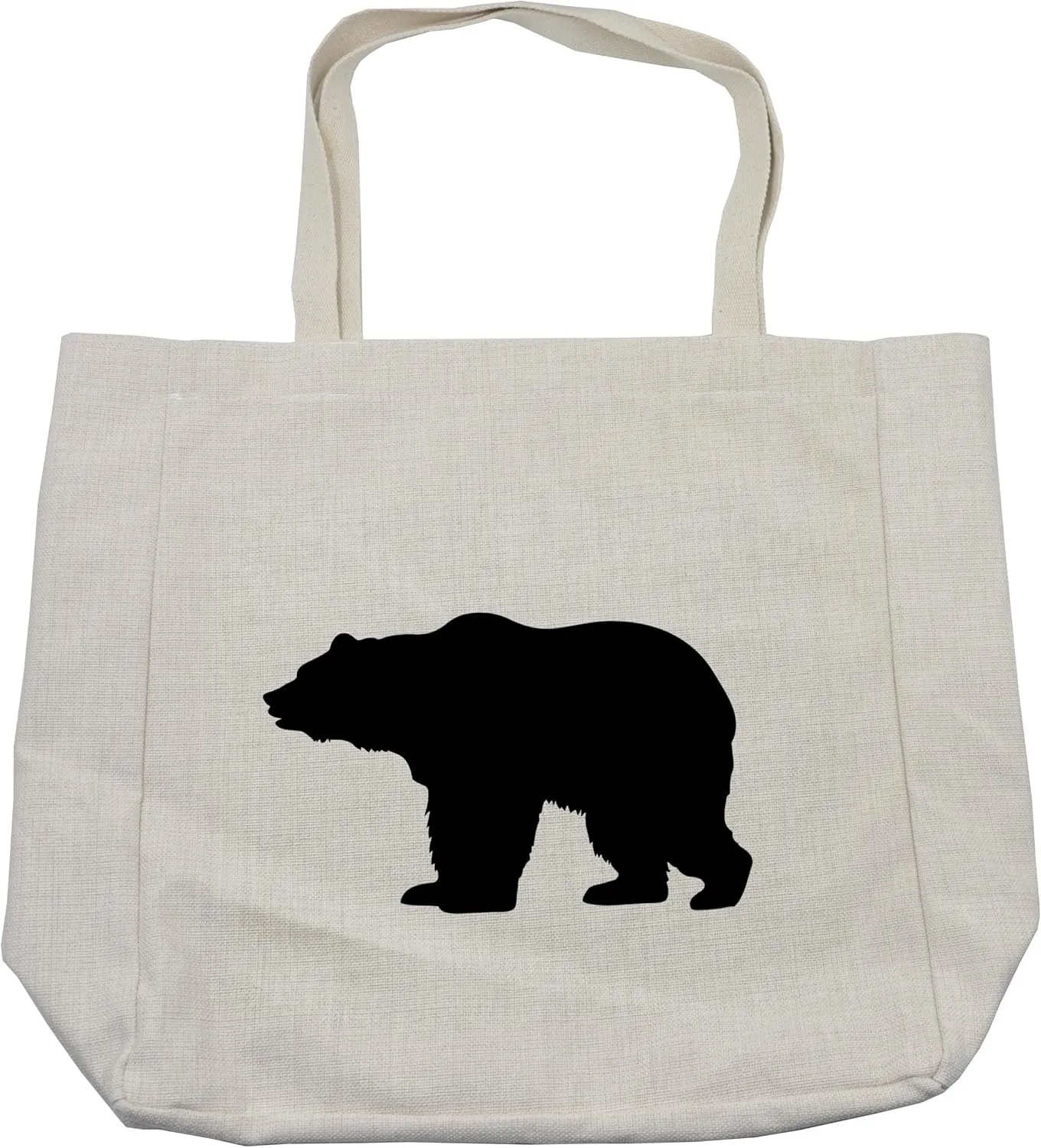 Lunarable Nature Shopping Bag, Grizzly Alaskan Bear Animal Wildlife Forest Mountain Canadian Artwork Image, Eco-Friendly Reusable Bag for Groceries Beach and More, 15.5" X 14.5", Cream