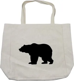 Lunarable Nature Shopping Bag, Grizzly Alaskan Bear Animal Wildlife Forest Mountain Canadian Artwork Image, Eco-Friendly Reusable Bag for Groceries Beach and More, 15.5" X 14.5", Cream